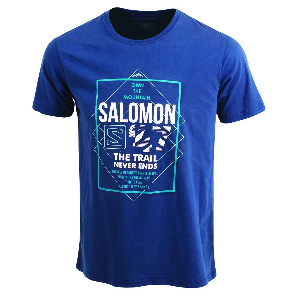 Salomon Singapore Mens T-shirts - FORT SS M Dark Denim | 30574-BUKY